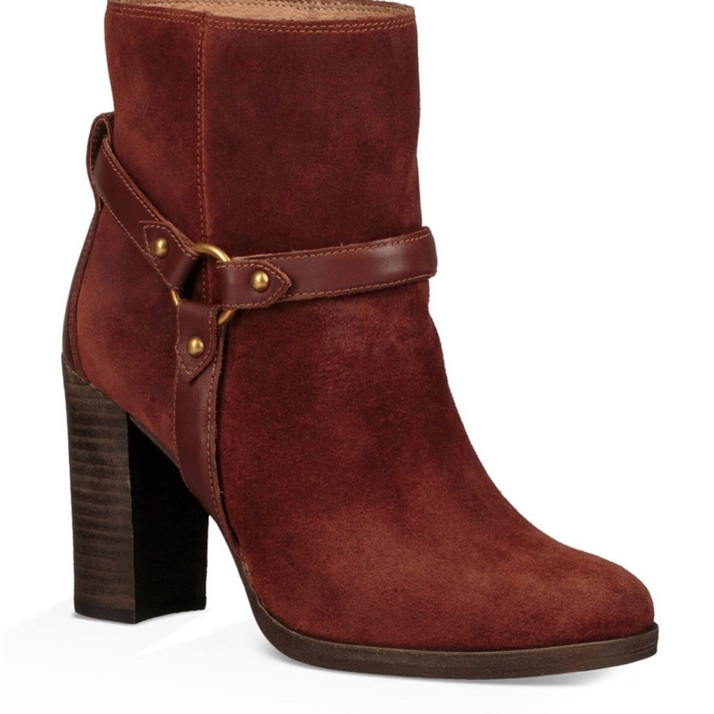 Ugg Dandridge Suede Harness Booties Mahogany-New in a box -SZ 8